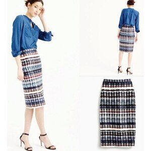 J. Crew Collection Silk-Wool Tie-Dye Pencil Skirt, NEW!